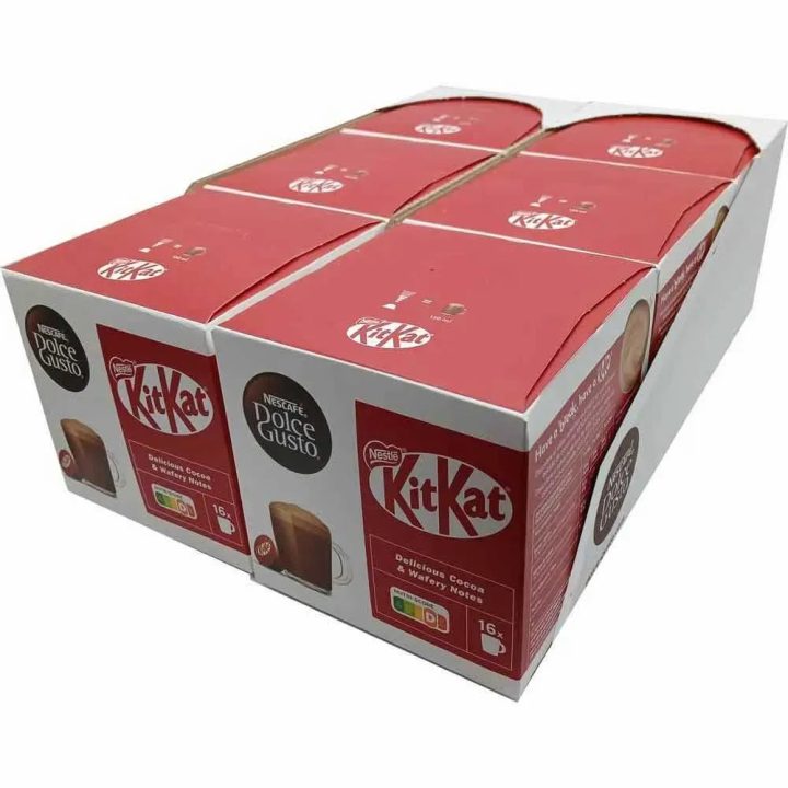 6 cajas de KitKat 16 cápsulas de chocolate Dolce Gusto Original