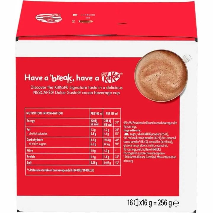 6 cajas de KitKat 16 cápsulas de chocolate Dolce Gusto Original
