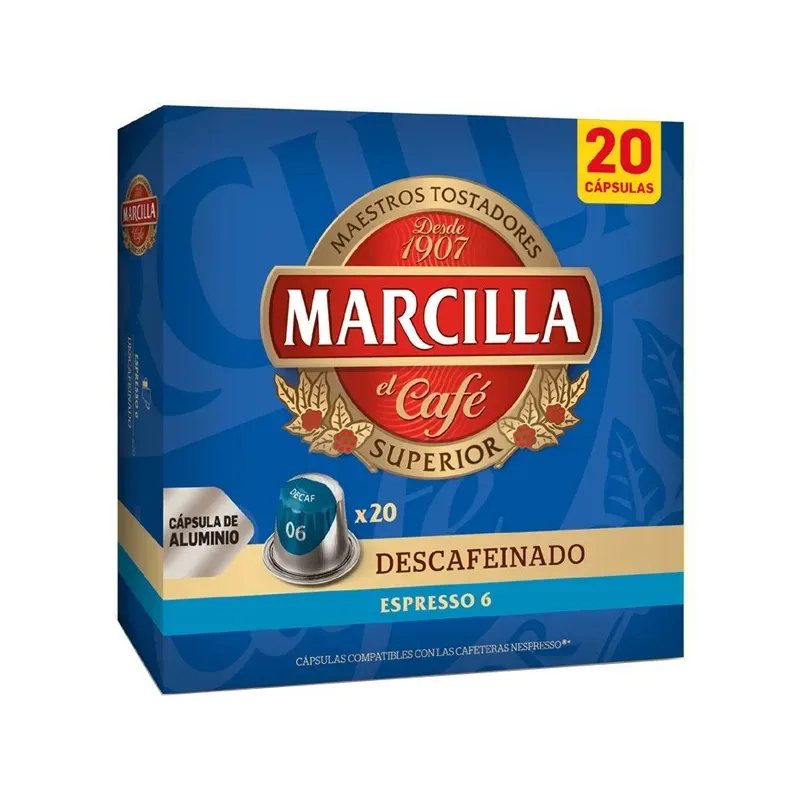 Marcilla Descafeinado 20 Cápsulas Compatibles Nespresso®* Marcilla Descafeinado 20 Cápsulas Compatibles Nespresso®*