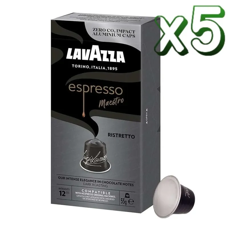 Pack 5 Lavazza Espresso Ristretto 50 Cápsulas Compatibles Nespresso®* Pack 5 Lavazza Espresso Ristretto 50 Cápsulas Compatibles Nespresso®*