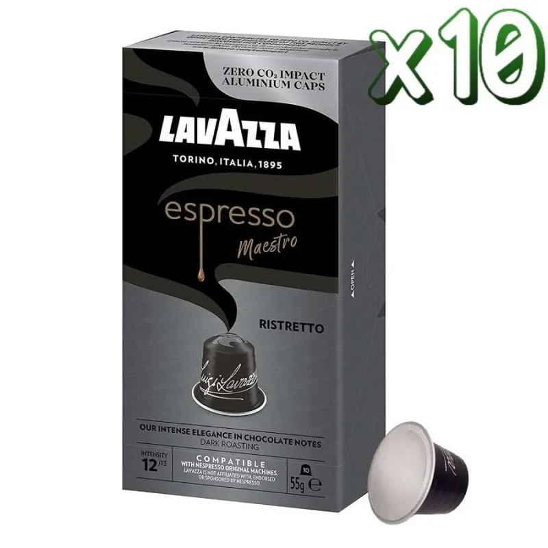 Pack 10 Lavazza Espresso Ristretto 100 Cápsulas Compatibles Nespresso®* Pack 10 Lavazza Espresso Ristretto 100 Cápsulas Compatibles Nespresso®*