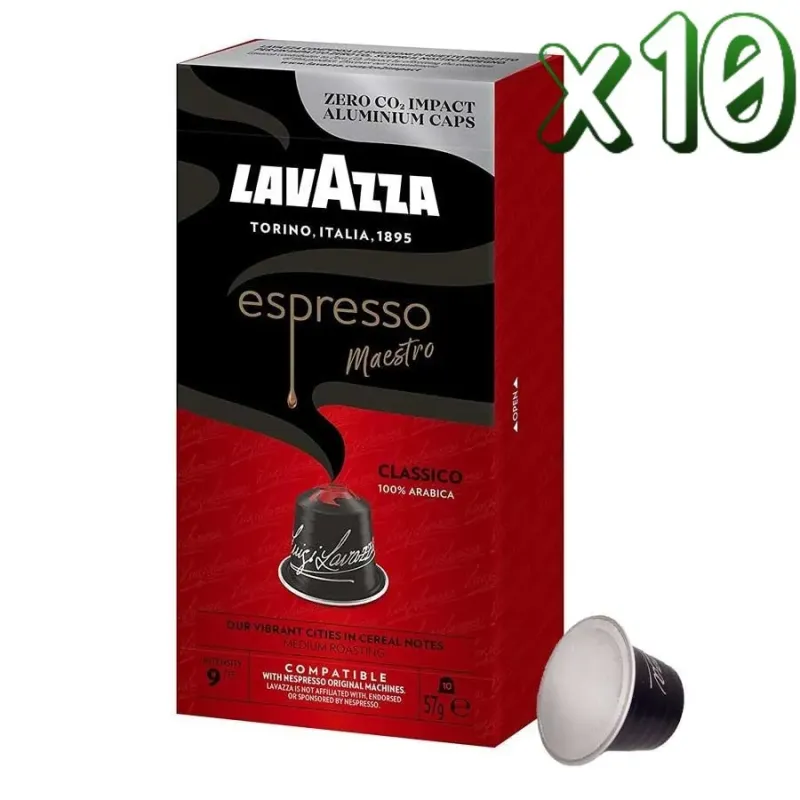Pack 10 Lavazza Espresso Classico 100 Cápsulas Compatibles Nespresso®* Pack 10 Lavazza Espresso Classico 100 Cápsulas Compatibles Nespresso®*