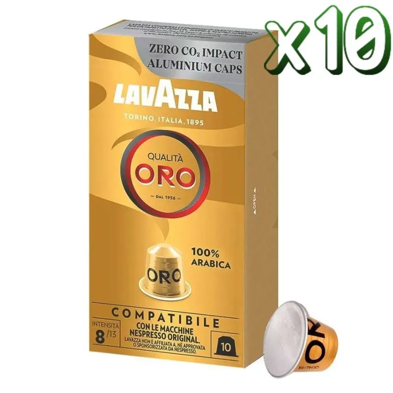 Pack 10 Lavazza Espresso Qualita Oro 100 Cápsulas Compatibles Nespresso®* Pack 10 Lavazza Espresso Qualita Oro 100 Cápsulas Compatibles Nespresso®*