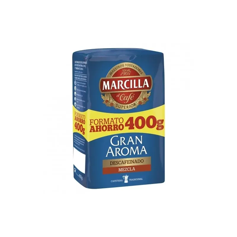 Café molido mezcla descafeinado Gran Aroma Marcilla 400 g Café molido mezcla descafeinado Gran Aroma Marcilla 400 g