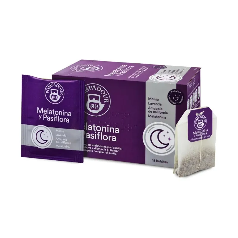 Melatonina y Pasiflora Pompadour 15 bolsitas Melatonina y Pasiflora Pompadour 15 bolsitas