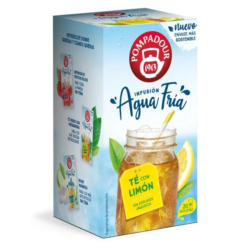 Té Negro con Limón Agua Fría Pompadour 20 bolsitas Té Negro con Limón Agua Fría Pompadour 20 bolsitas