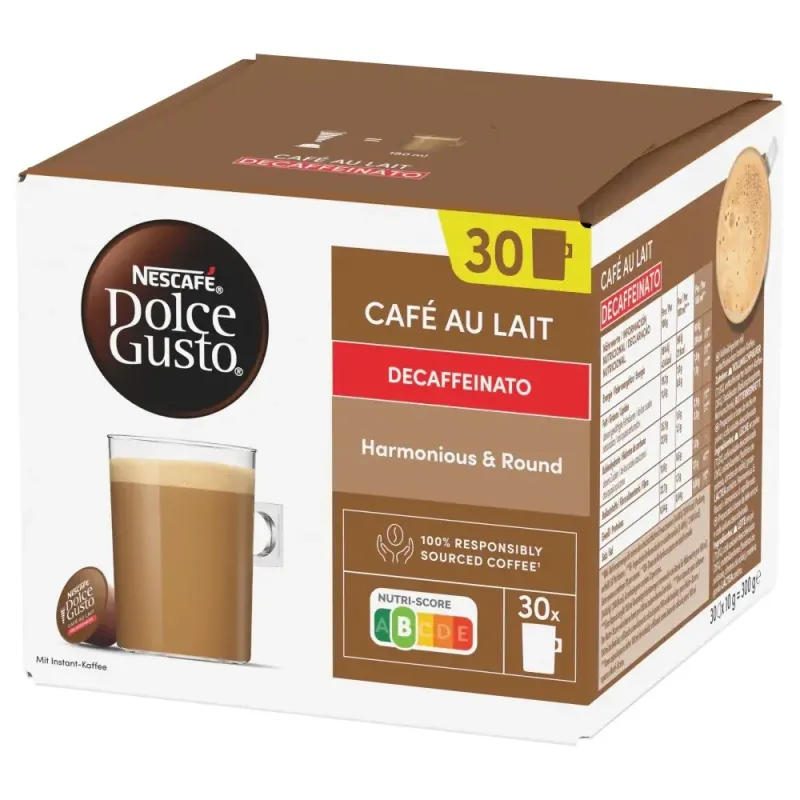 Nescafé Dolce Gusto Café con Leche DESCAFEINADO 30 cápsulas Nescafé Dolce Gusto Café con Leche DESCAFEINADO 30 cápsulas