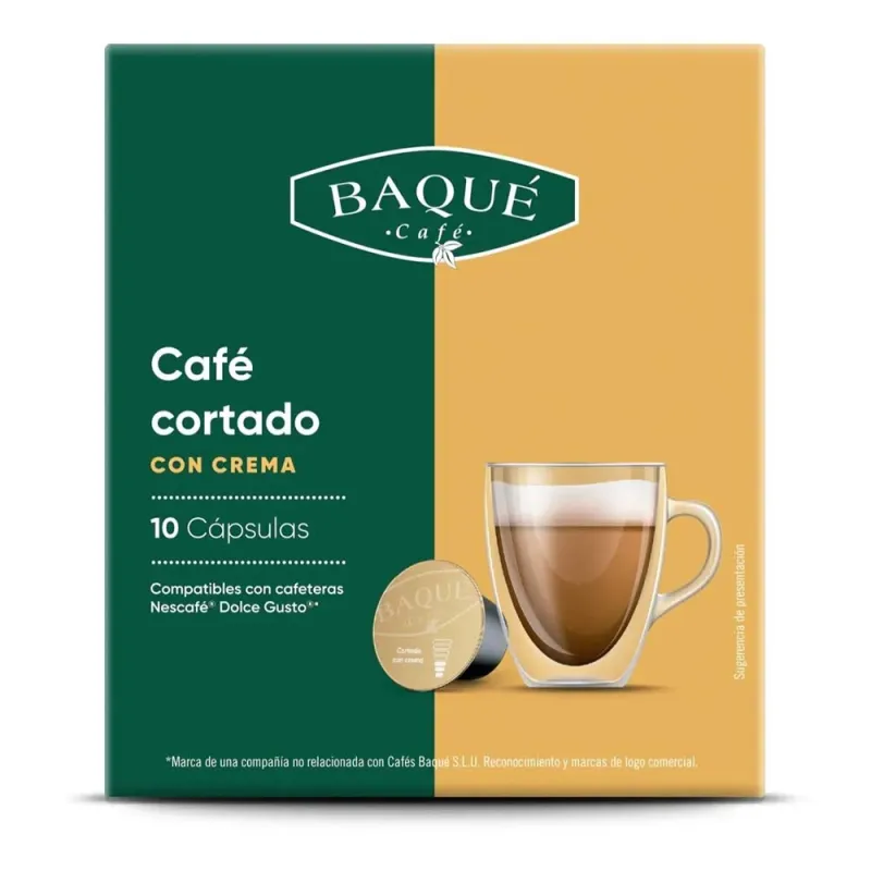 Cortado con crema Baqué 10 cápsulas compatibles Dolce Gusto Cortado con crema Baqué 10 cápsulas compatibles Dolce Gusto