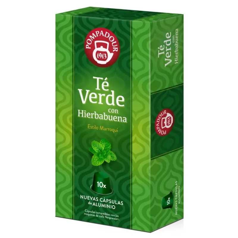 Té Verde con Hierbabuena Pompadour 10 cápsulas compatibles Nespresso® Té Verde con Hierbabuena Pompadour 10 cápsulas compatibles Nespresso®