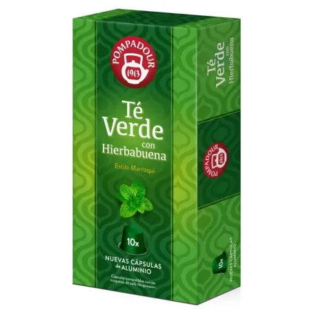 Té Verde con Hierbabuena Pompadour 10 cápsulas compatibles Nespresso®