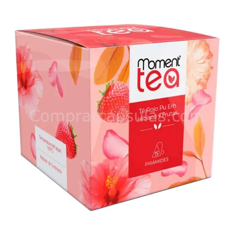 MOMENT TEA Té Rojo Pu Erh con Hibisco y Frutas 15 Piramides MOMENT TEA Té Rojo Pu Erh con Hibisco y Frutas 15 Piramides