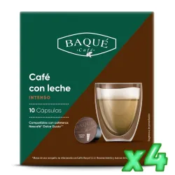 Café con Leche Intenso Baqué 40 cápsulas compatibles Dolce Gusto