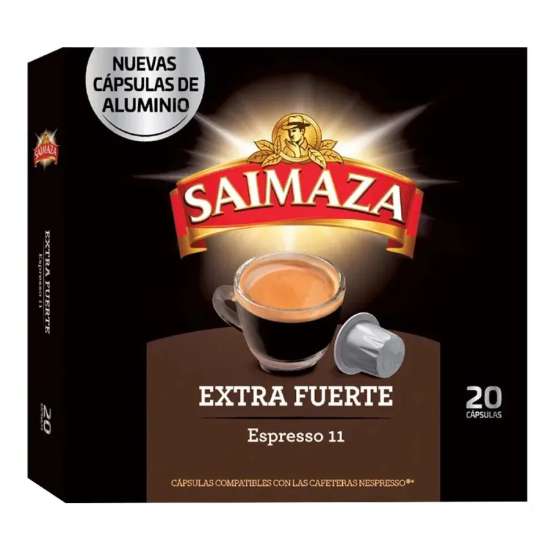Cápsulas de Aluminio Saimaza Extra Fuerte compatibles Nespresso® 20 Cápsulas Cápsulas de Aluminio Saimaza Extra Fuerte compatibles Nespresso® 20 Cápsulas
