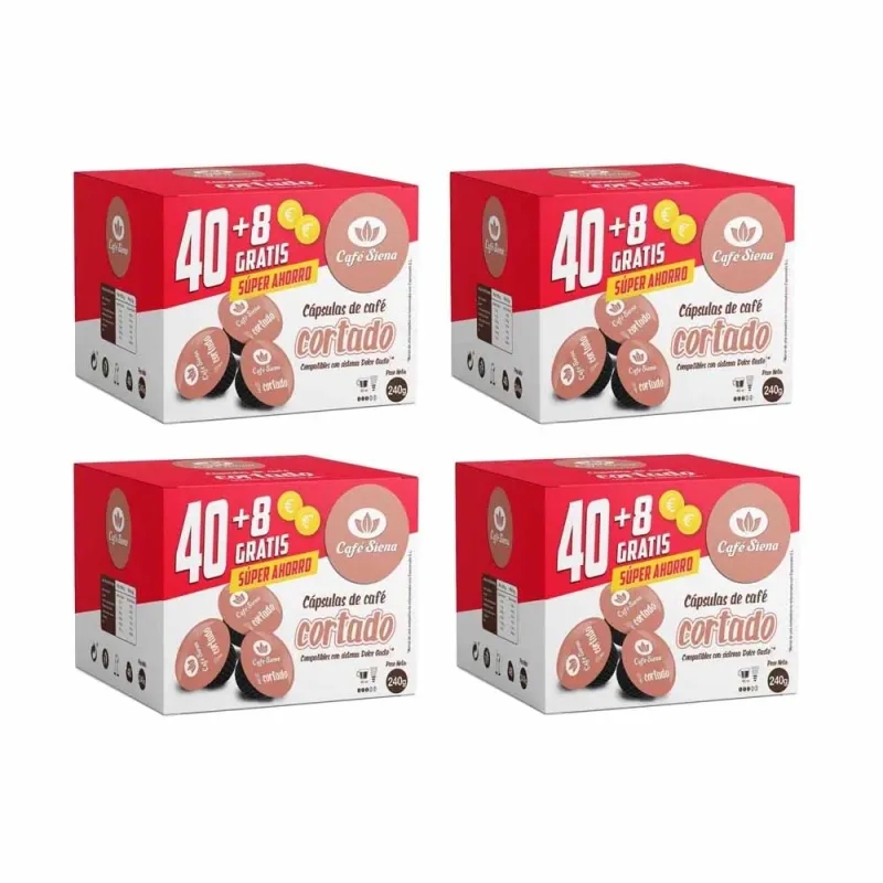 Pack 4 unidades Café Siena Cortado 40+8 Cápsulas Compatibles Dolce Gusto®*