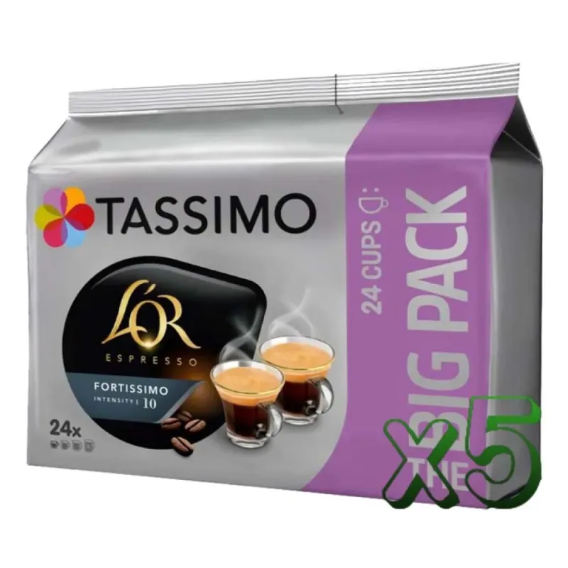 Lote 5 Tassimo L'OR Espresso Fortissimo Familiar 24 TD Lote 5 Tassimo L'OR Espresso Fortissimo Familiar 24 TD
