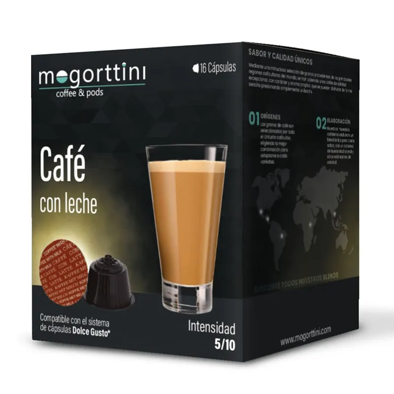 Café con leche 16 cápsulas Mogorttini compatibles con Dolce Gusto Café con leche 16 cápsulas Mogorttini compatibles con Dolce Gusto