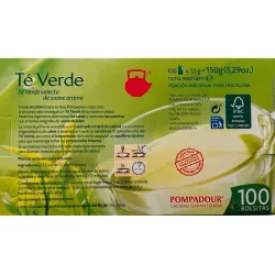 Té Verde Pompadour | Infusión Natural en Pack de 100 Bolsitas