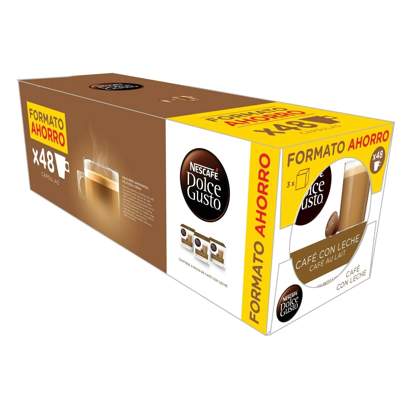Pack Ahorro Café con Leche Dolce Gusto · 48 Cápsulas Mono-Cáps.