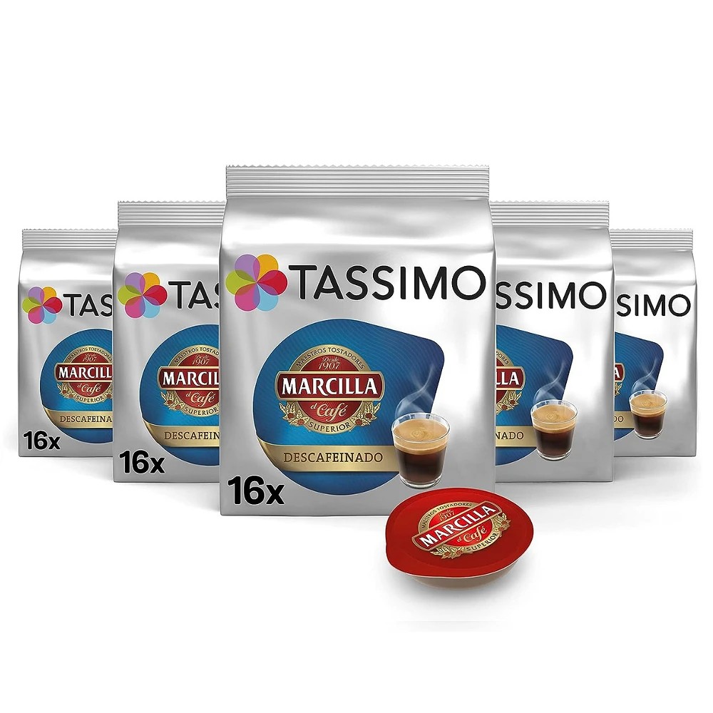 Pack 5 cajas de Descafeinado Marcilla Tassimo 16 cápsulas de café 8711000530382
