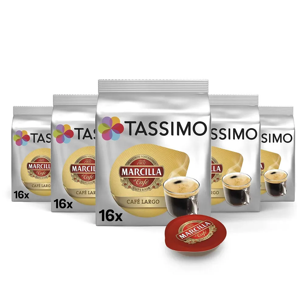 Café Largo 5 cajas, 80 cápsulas Tassimo Marcilla