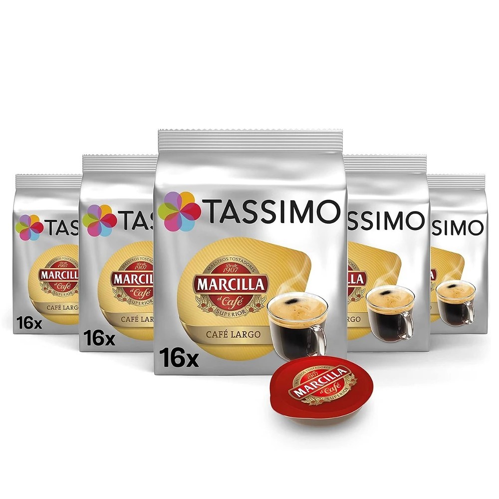 Pack 5 cajas de Café Largo Marcilla Tassimo 16 servicios