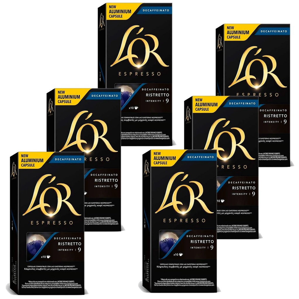 Ristretto descafeinado L'OR 60 compatibles con NESPRESSO