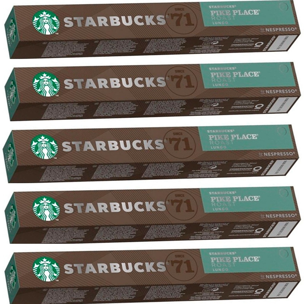 5 tubos de Pike Place Roast Lungo 10 cápsulas Nespresso Starbucks