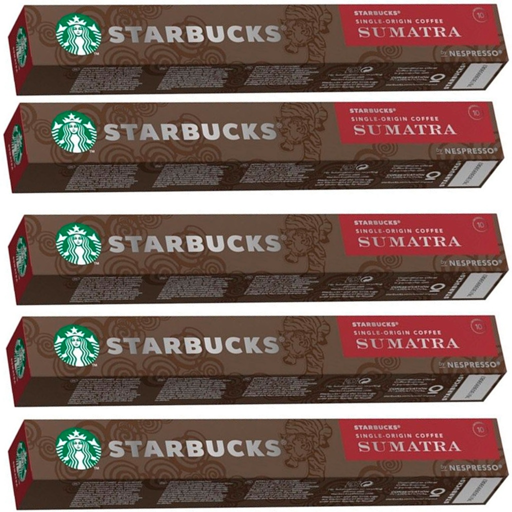5 tubos Single Origin Sumatra 10 Cápsulas Nespresso Starbucks