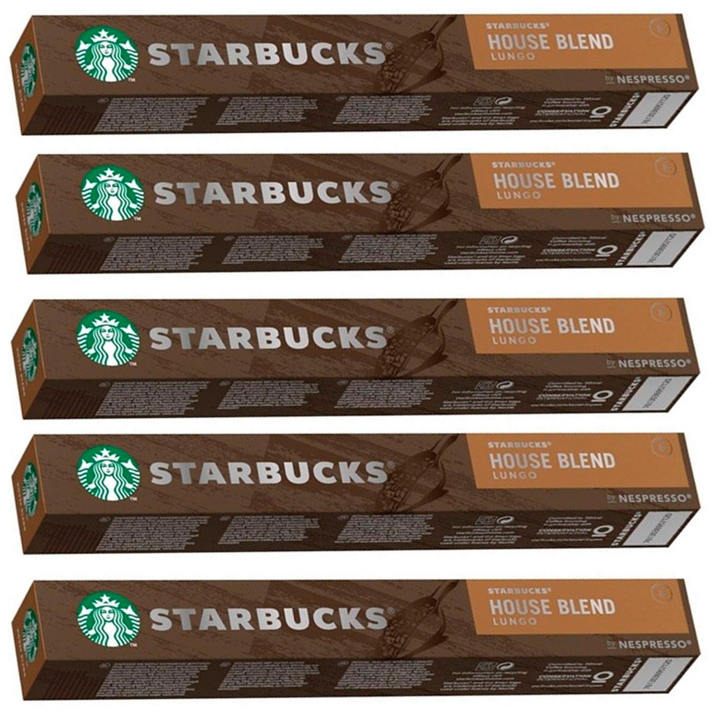 5 TUBOS House Blend de Nespresso Starbucks, 10 Cápsulas