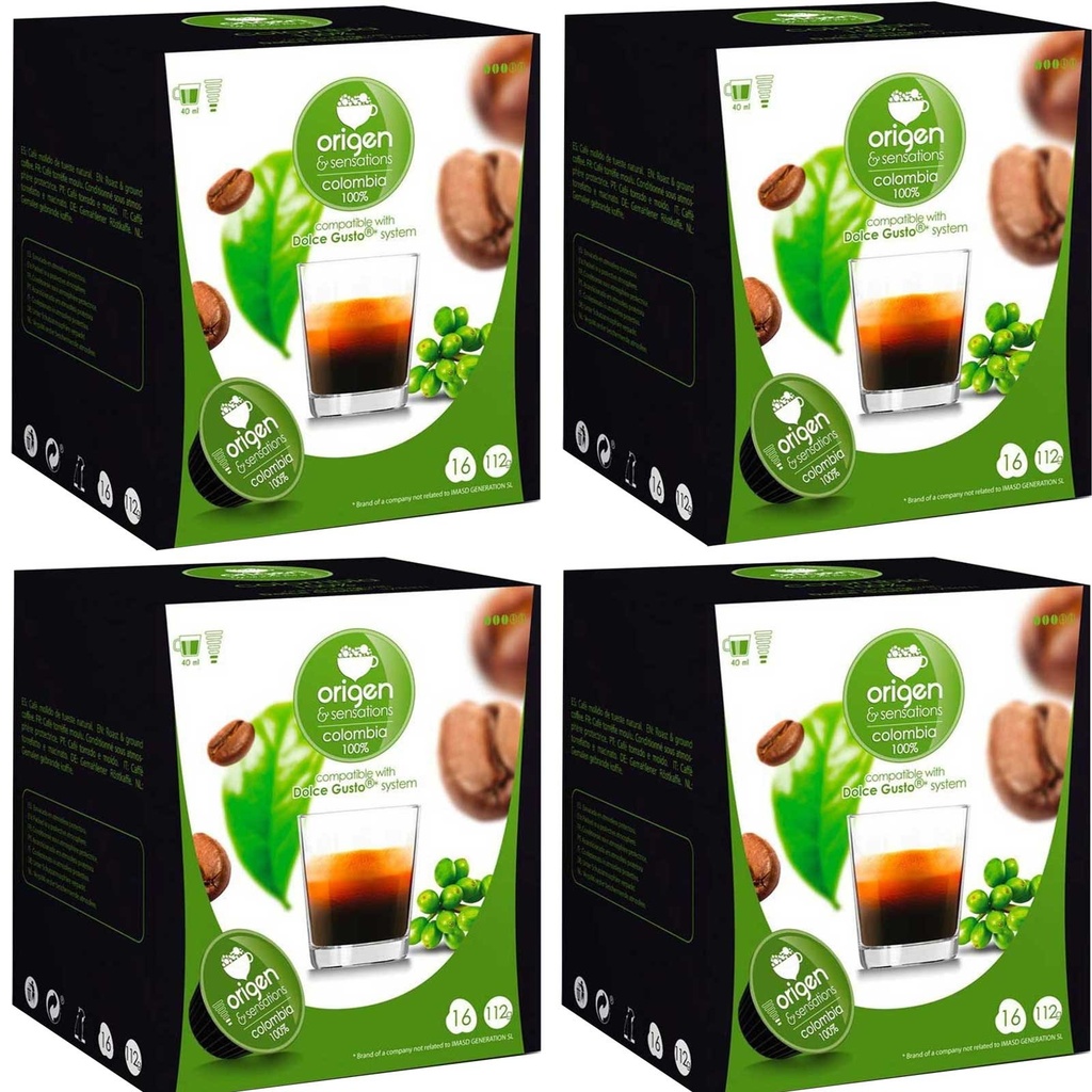 4 cajas de Colombia 100%, 16 cápsulas Origen&Sensations compatibles Dolce Gusto 8435336216146
