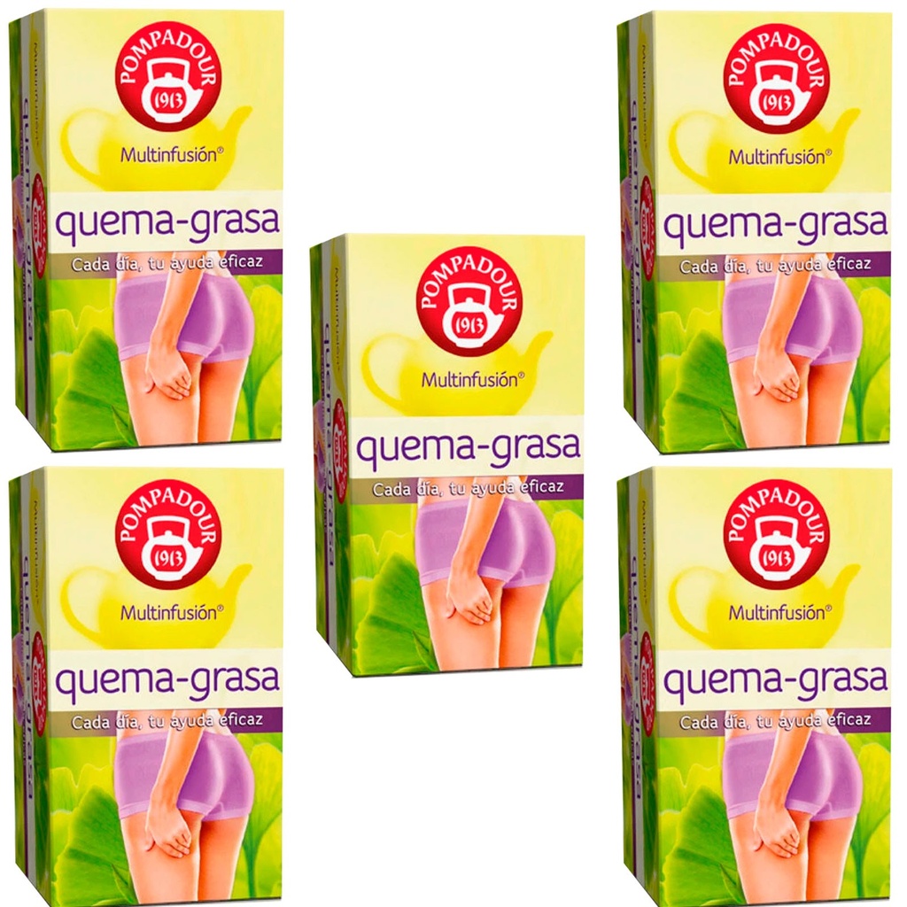 5 cajas de Jengibre con Cúrcuma, 20 infusiones de Pompadour 8412900706531