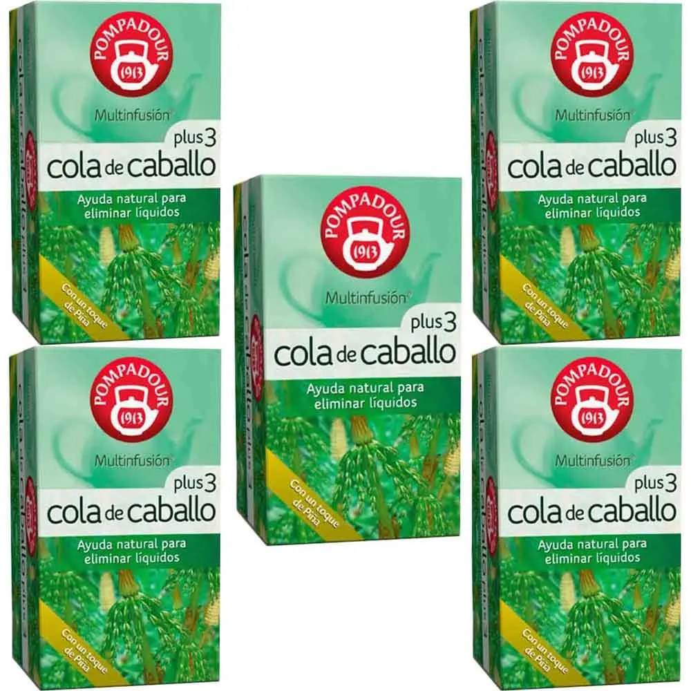 5 cajas de Cola de Caballo Plus 3, 20 infusiones Pompadour