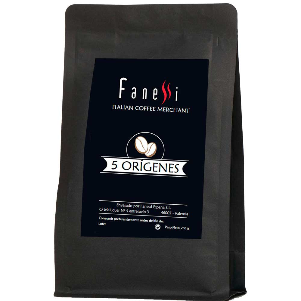 5 orígenes Fanessi  250 gr café en grano 