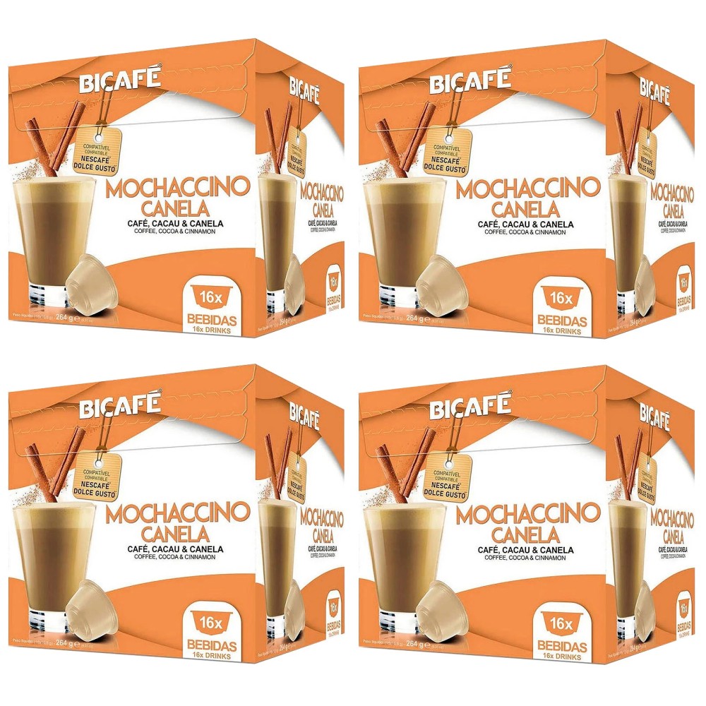 Mocachino con canela Bicafé 4 cajas de 16 cápsulas compatibles con Dolce Gusto