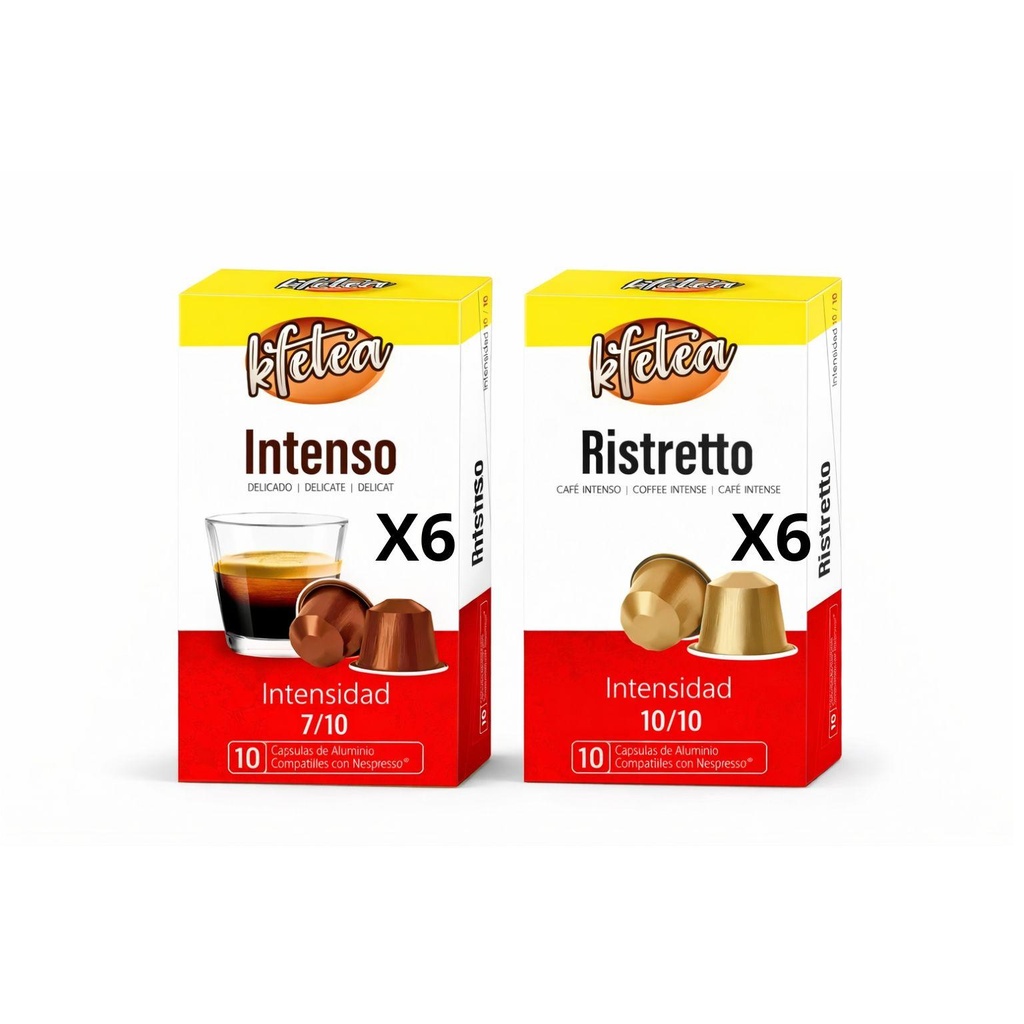 Kfetea - Pack 120 Cápsulas - 60x Intenso y 60x Ristretto Compatibles Nespresso