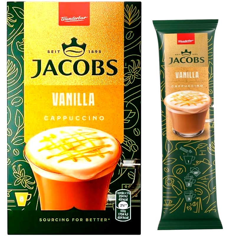Cappuccino Vainilla  Soluble Jacobs 8 sobres de 12 gr 