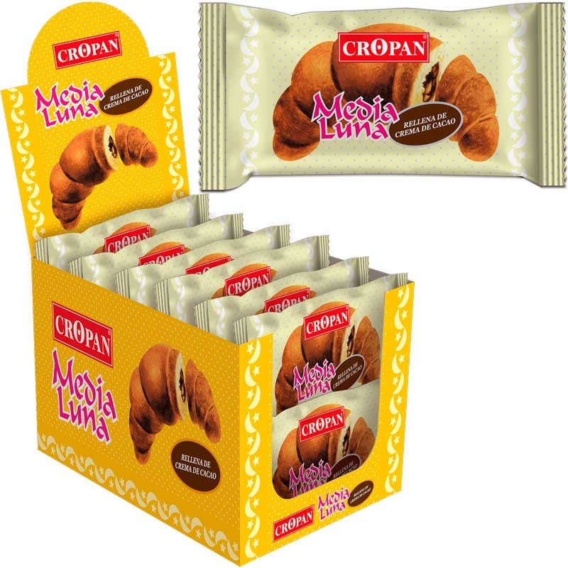 Media Luna Cropan rellena de crema de cacao, caja de 12 unidades...
