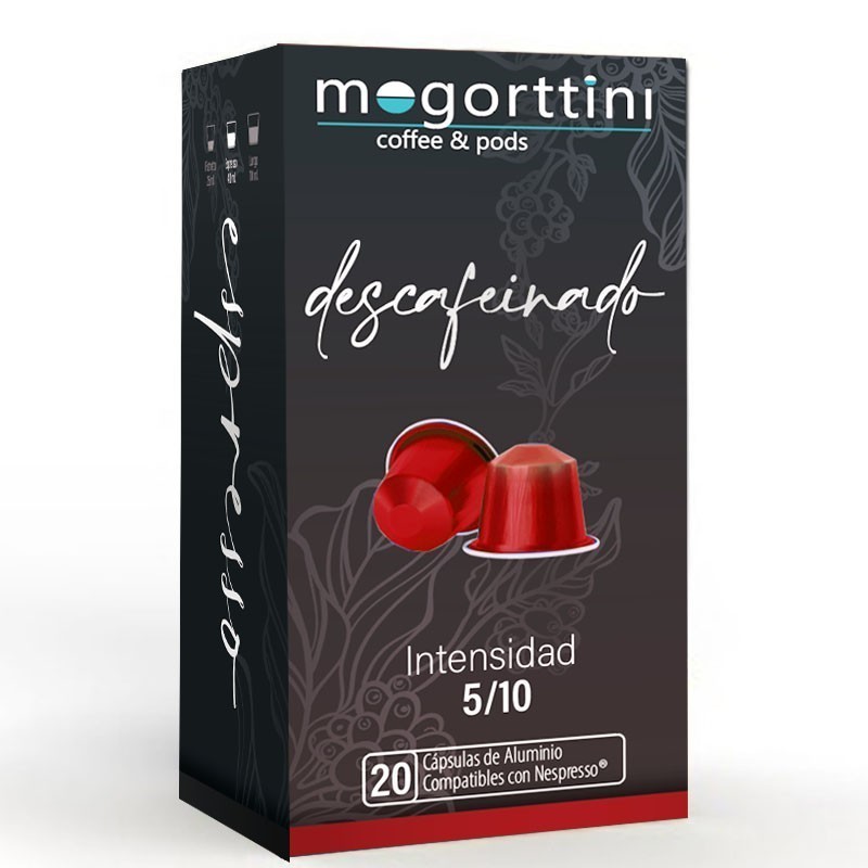 Descafeinado Mogorttini caja de 20 cápsulas de cafe Compatibles  Nespresso.