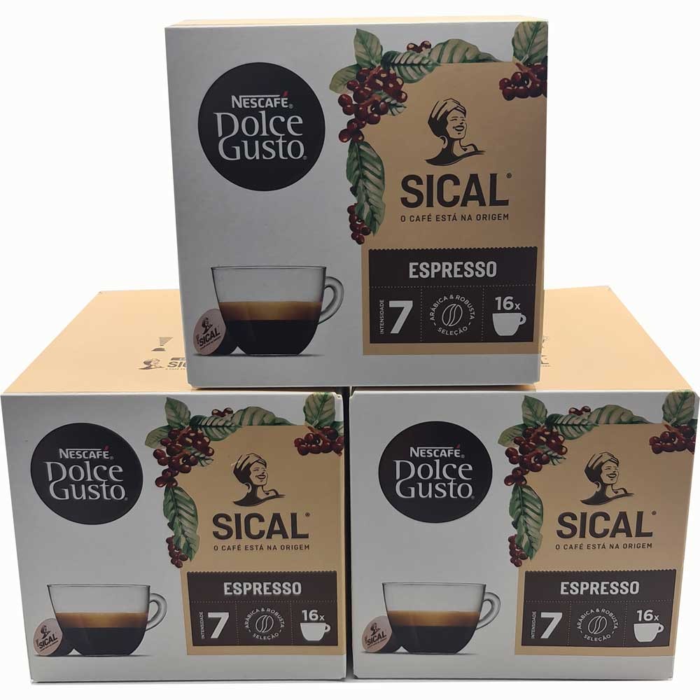 Sical Caffe 3 cajas de 16 cápsulas Originales Dolce Gusto