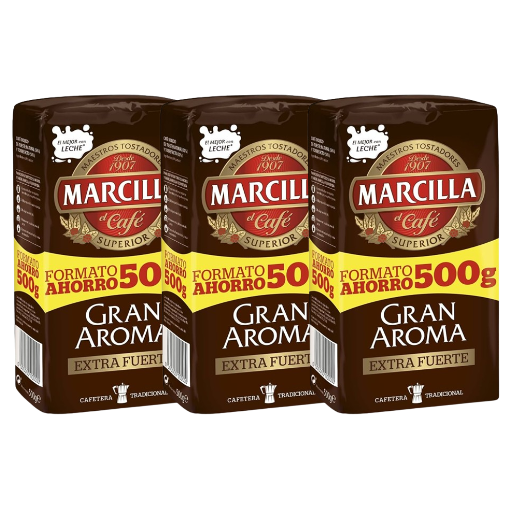 Pack de 3 Marcilla molido Gran Aroma Extra Fuerte, Formato Ahorro...