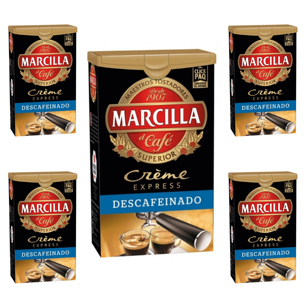 Pack de 5 Marcilla molido Creme Express descafeinado mezcla , 250 gramos