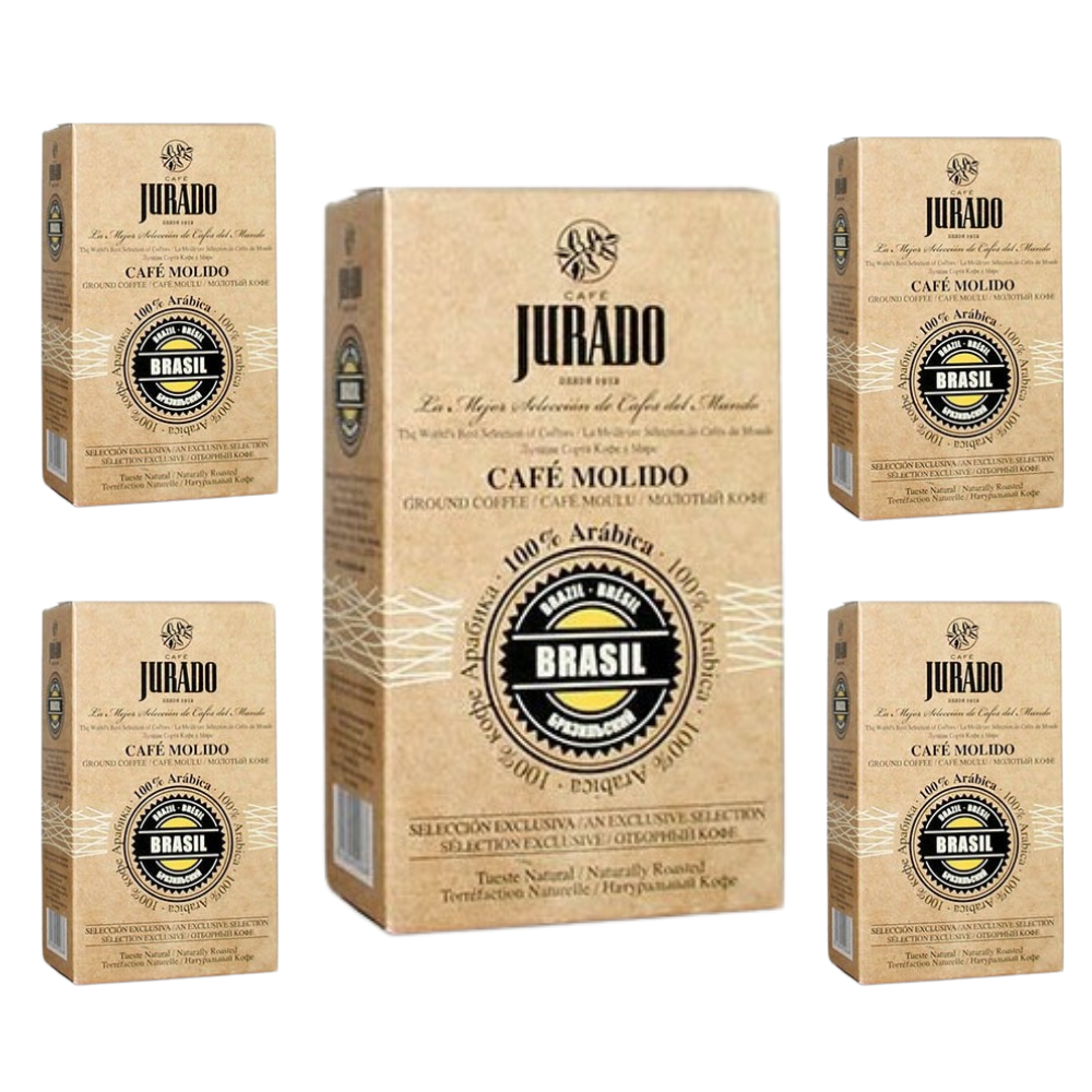 Pack de 5 Brasil Café molido de Café Jurado. Cafes del mundo. 250g