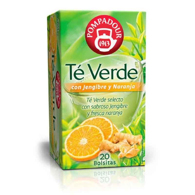 Te verde selecto con Jengibre y Naranja 20 infusiones Pompadour