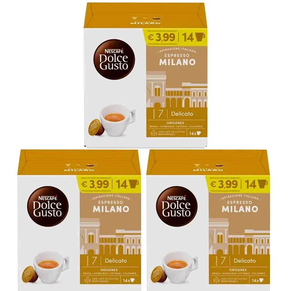 Inspirazione Italiana Espresso Milano 3 cajas de 14 cápsulas de café Dolce Gusto Original