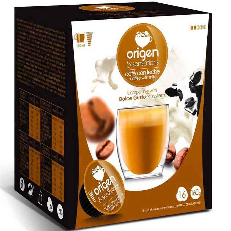 Café con leche 16 cápsulas Origen  Sensations compatibles Dolce Gusto