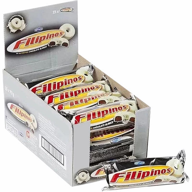 Caja Filipinos chocolate blanco Artiach 67gr, 18 ud