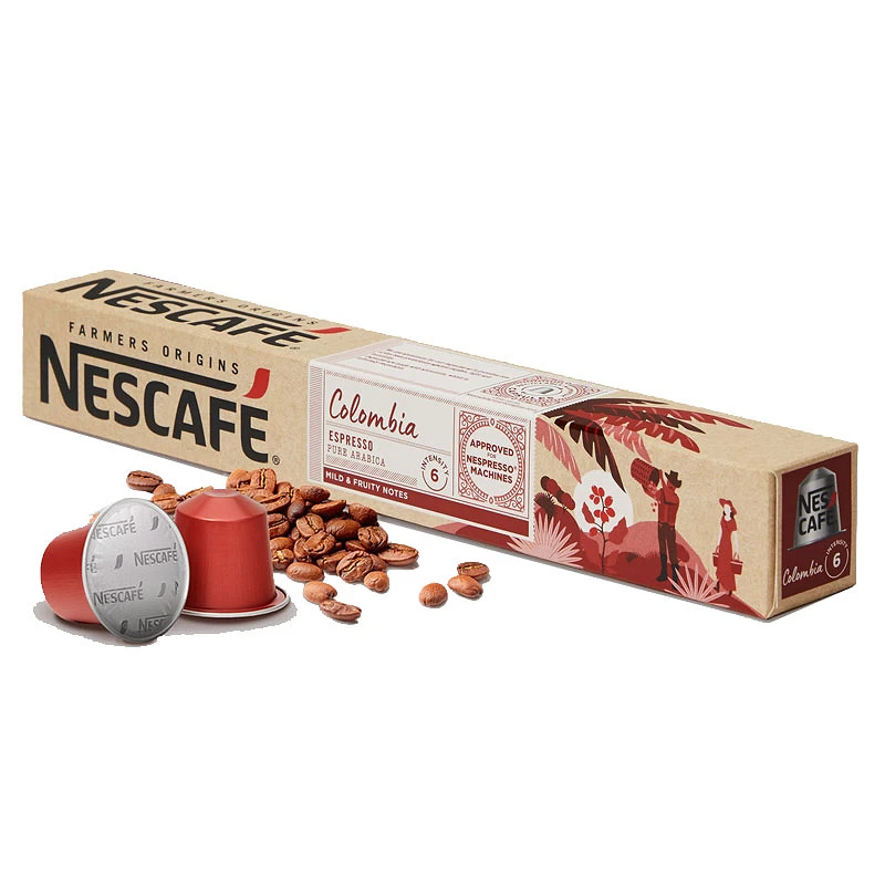Colombia Nescafé 10 cápsulas Nespresso aluminio intensidad 6