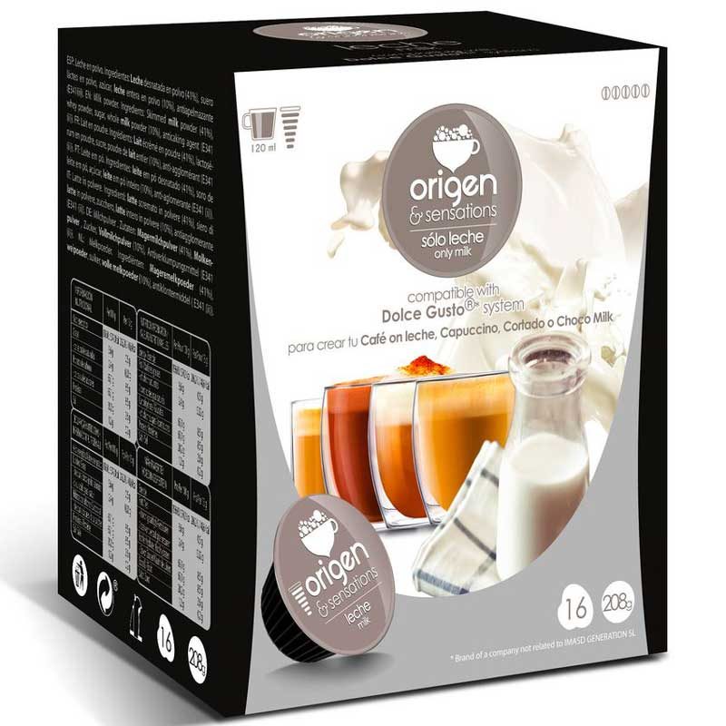 Leche en polvo, 16 cápsulas Origen & Sensations compatibles Dolce Gusto