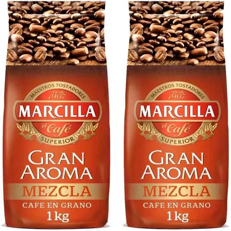 2 kilos Marcilla Gran Aroma Mezcla 80 Natural y 20 torrefacto café en grano