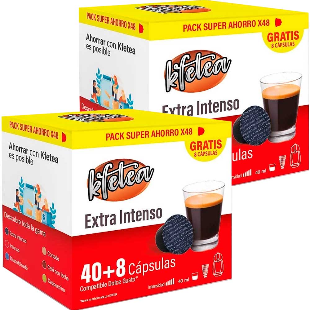 Extra Intenso Kfetea 2 cajas de 48 capsulas compatibles Dolce Gusto 